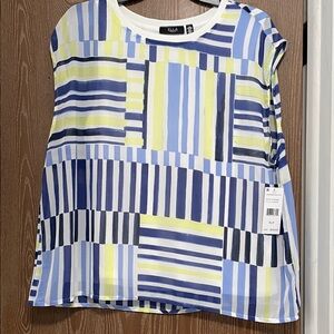 Ella Women's Geometric Blue and Yellow Blouse